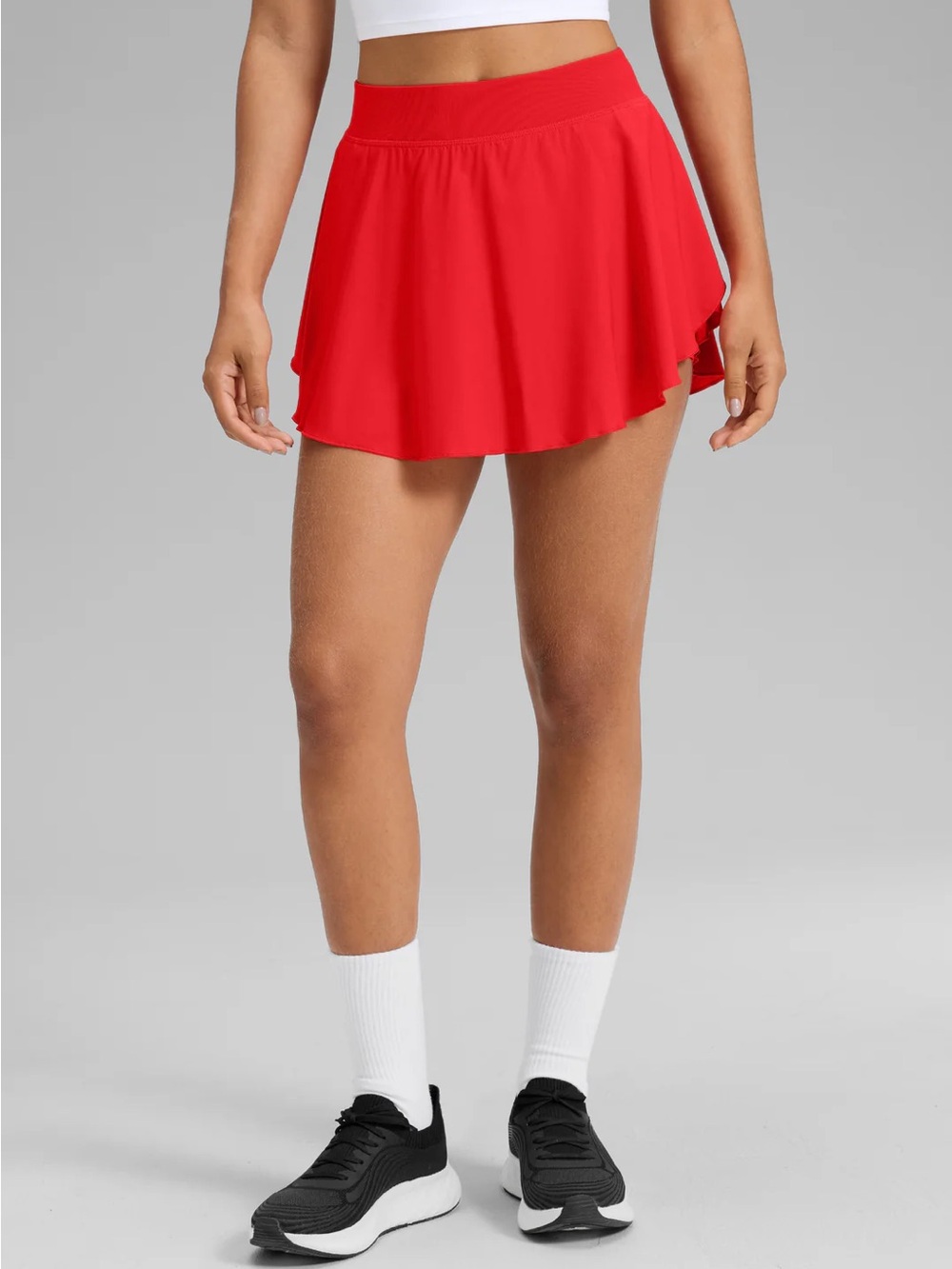Feathery-Fit Drapey Side Slit Flowy Skirt 14''
